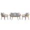 Merrick Lane Armon Four Piece Indoor/Outdoor Boho Open Weave Natural Rattan Rope Patio Set with Two Chairs, Loveseat and Table with Cushions